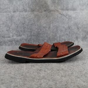 Casual Shoes Womens 8 Sandals Slides Double Strap Flat Slip On Brown Beach Boho